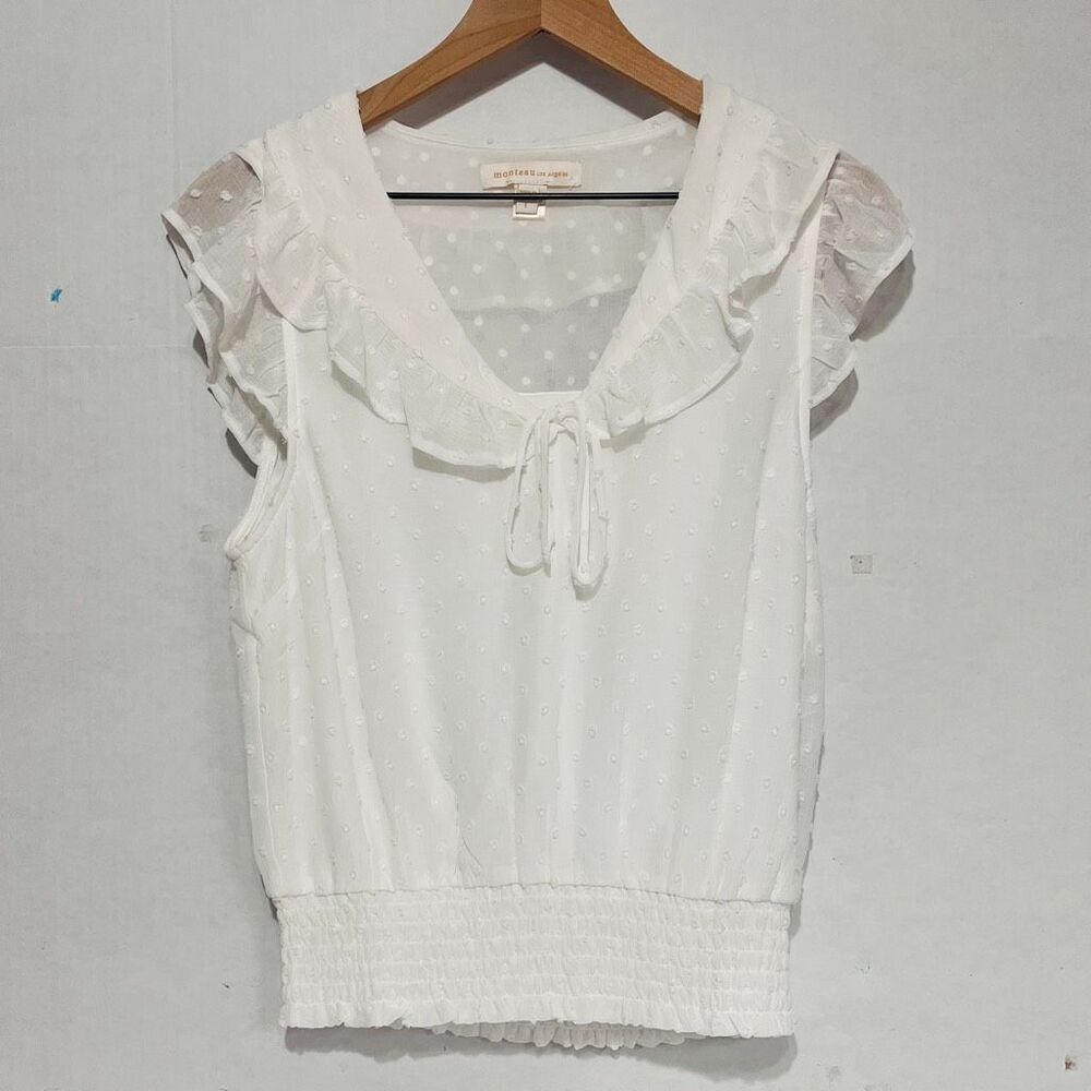 Monteau White Sleeveless Blouse   Size L
